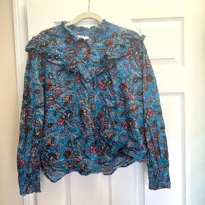 Loft Paisley Ruffle Top sz XL